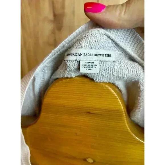 American Eagle Scoopneck Textured Knit Top Women's Light Gray Size S - Picture 3 of 7